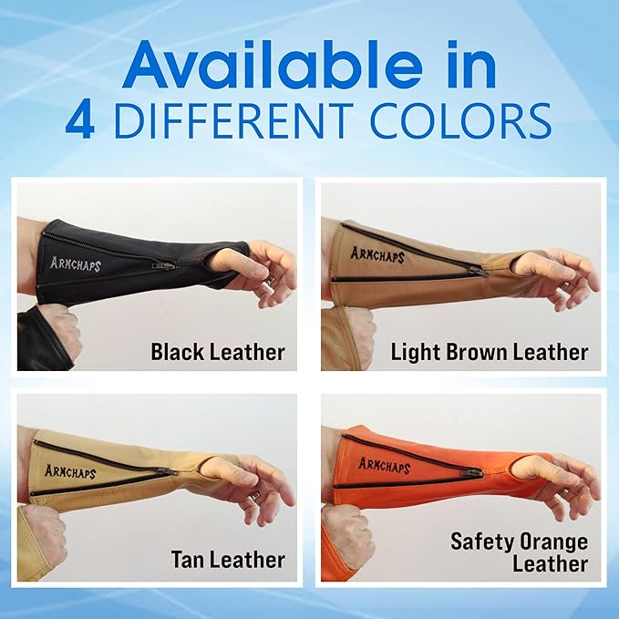 Arm Chaps Leather Protective Sleeves Arm Guard - Prevent Cuts, Scratches & Bruises - Genuine Cowhide - Ideal for Gardening & Construction - Left & Right Form-Fitting. Black (1 Pair/Small).