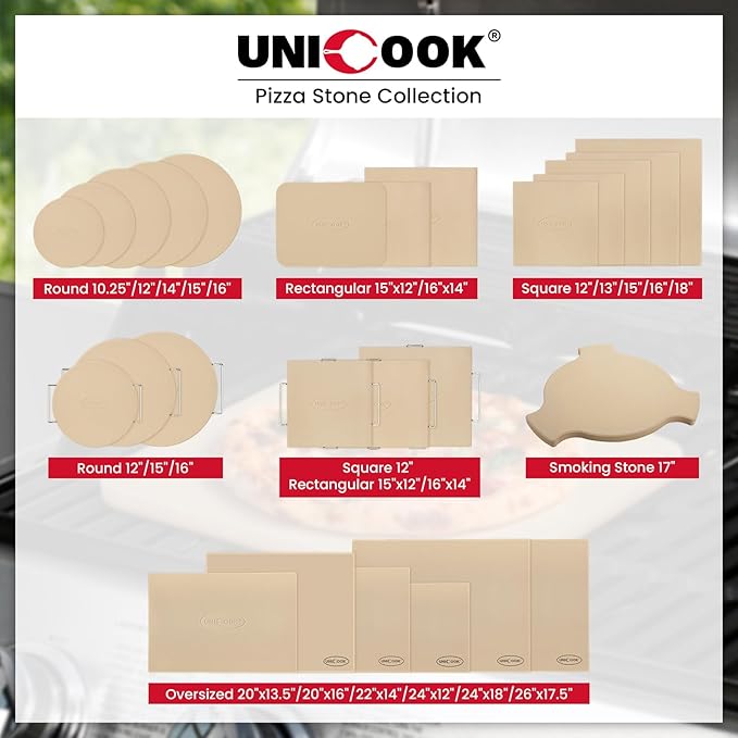 Unicook XX-Large Pizza Stone 26"x17.5"x0.6" for 36"/48" Home and Commercial Ovens, Rectangular Baking Stone, Ideal for Baking Crispy Pizzas, Bread and Cookies, Weighs 17.6 lbs, Does Not Fit 30"Ovens