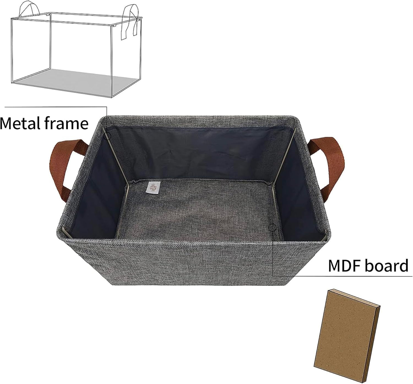 GRANNY SAYS Storage Baskets for Shelves, Closet Organizer Bins, Clothes Storage Bins with Metal Frame, Large Baskets for Organizing and Storage, Collapsible, Gray, 2-Pack