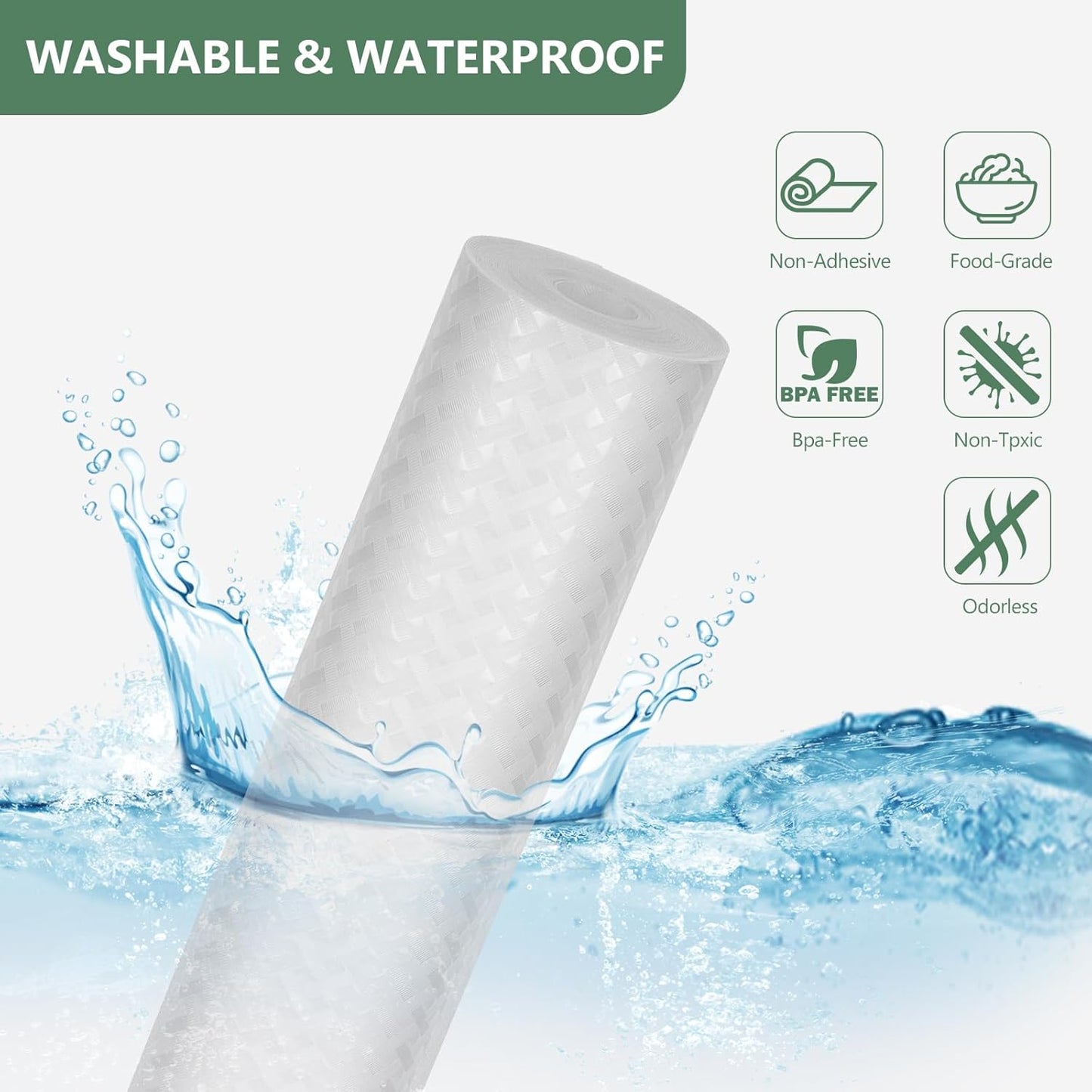 Shelf Liners, Non-Adhesive Drawer Liner, Waterproof & Oil-Proof Kitchen Cabinet Cupboard Liner Plastic EVA Material BPA Free Fridge Liner Mats Paper Protector for Shelves (Clear/12in x 240in)