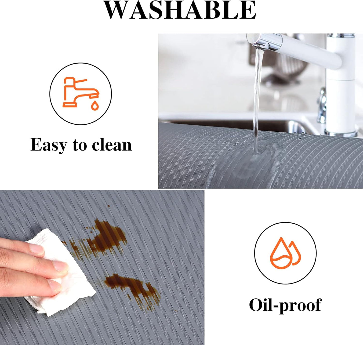 Shelf Liners for Kitchen Cabinets, 14Inch x 30Ft, Non-Adhesive Shelf Liner, Non-Slip Kitchen Drawer Liners, Waterproof Durable Cabinet Liners for Shelves, Cupboard, Pantry, Gray