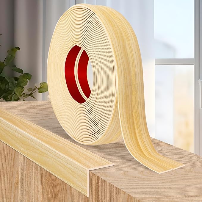Flexible Wall Corner Protector Moulding Trim Peel and Stick Wall Corner Guards Edge Protector Self Adhesive Molding Trim Strip for Edge Ceiling (Original Wood Grain, 1.6 in x 20 Ft)