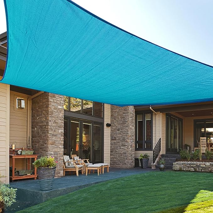 LOVE STORY Custom Size 17' x 24' Turquoise Blue Sun Shade Sail Canopy Commercial Rectangle Sail Shade Fabric for Patio Garden Backyard Pool (Customized)