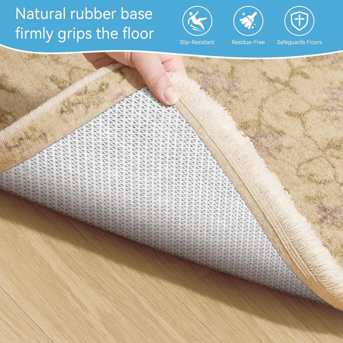 Warmstar 9x12 FT Non Slip Rug Pad,100% Waterproof Felt Rug Pad for Hardwood Floors,1/8” Thick Soft Carpet Pad with Natural Rubber Backing, Secure Grip & Floor Protection