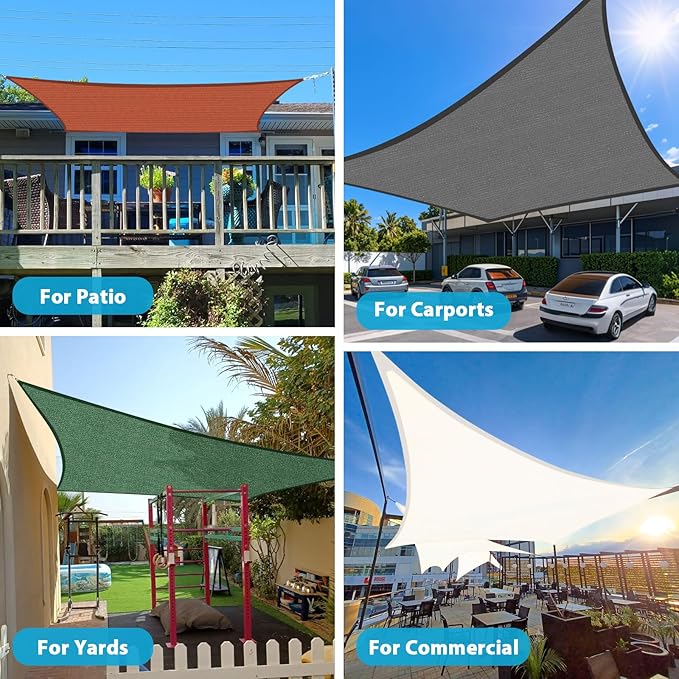 Amagenix Sun Shade Sail 16'X20' Curved Edge Outdoor Shade Canopy Dark Grey Breathable 95% UV Block Shade Cloth for Patio Garden Backyard (We Make Custom Size)