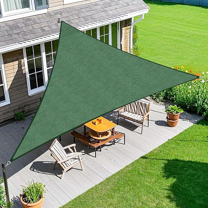 Amagenix Sun Shade Sail 7'X7'X7' Curved Edge Outdoor Shade Canopy Dark Green Breathable 95% UV Block Shade Cloth for Patio Garden Backyard (We Make Custom Size)