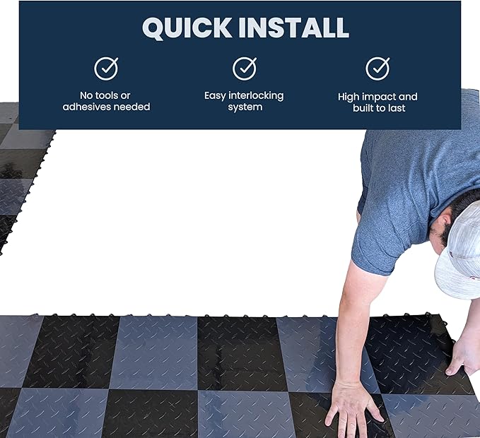 FlooringInc's Nitro 12x12 Snap-Together Garage Floor Tiles, Non-Slip, Interlocking Plastic Floor Mat, Organization & Storage, Coin Pattern, Arctic White, 12 Tiles, 12 Sq/Ft