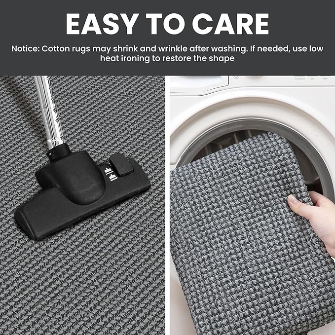 IOHOUZE Washable Exrea Long Hallway Runner Rug 3x14 Non Slip Rubber Backed Kitchen Runner Entryway Runner Indoor, Woven Rugs Floor Carpet for Kitchen Hall Entryway Stair,Dark Grey