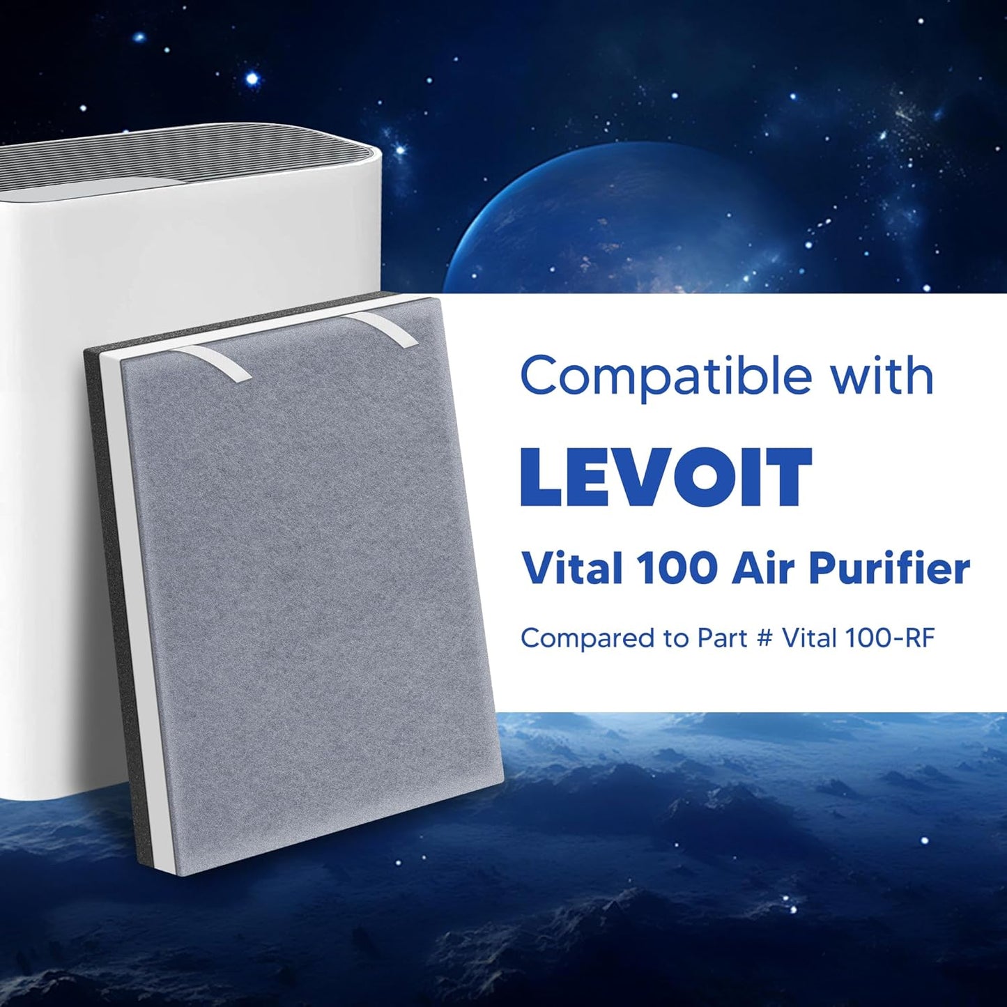 Vital 100 Replacement Filter for LEVOIT Vital 100 Air Purifier, Funmit 3-in-1 H13 True HEPA High-Efficiency Activated Carbon Filter, Compared to Part # Vital 100-RF, 1 Pack
