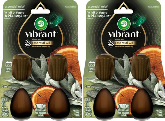 AIR WICK Essential Mist Twin Refill – White Sage & Mahogany (2x.67) oz. (Pack of 2)