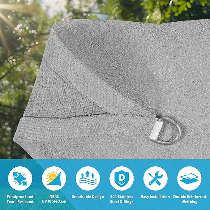 Amagenix Sun Shade Sail 6X14 Curved Edge Outdoor Shade Canopy Light Grey Breathable 95% UV Block Shade Cloth for Patio Garden Backyard (We Make Custom Size)