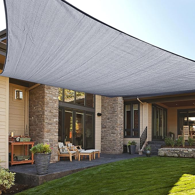 LOVE STORY Custom Size 6' x 19' Silver Sun Shade Sail Canopy Commercial Rectangle Sail Shade Fabric for Patio Garden Backyard Pool (Customized)