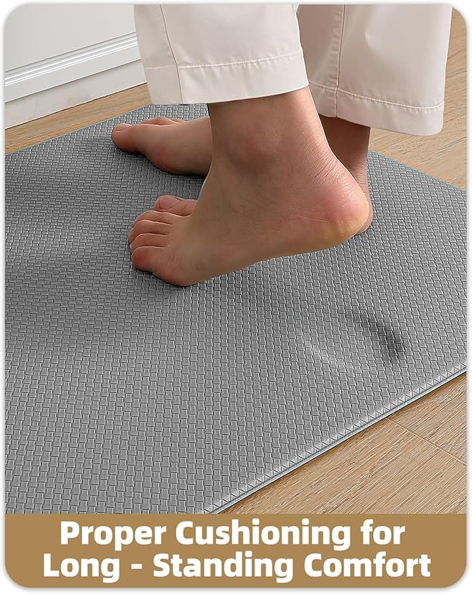 Color&Geometry Anti Fatigue Cushion Kitchen Mat for Floor -24"x87",Wide,Easy Clean, Water & Oil Proof, Anti Slip, Foam Rubber Runner Rug for Front Sink Comfort Standing,Grey