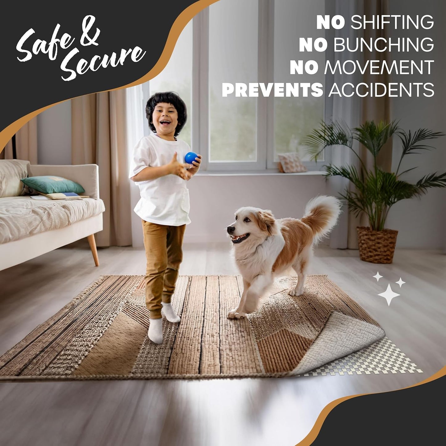 Nevlers 4'x6' White Non Slip Rug Pads | PVC Foam Rug Gripper for Hardwood Floors | Customizable Open Weave Area Rug Pad & Carpet Pad Design| Anti Skid Rug Gripper Pad | Rug Stoppers to Prevent Sliding