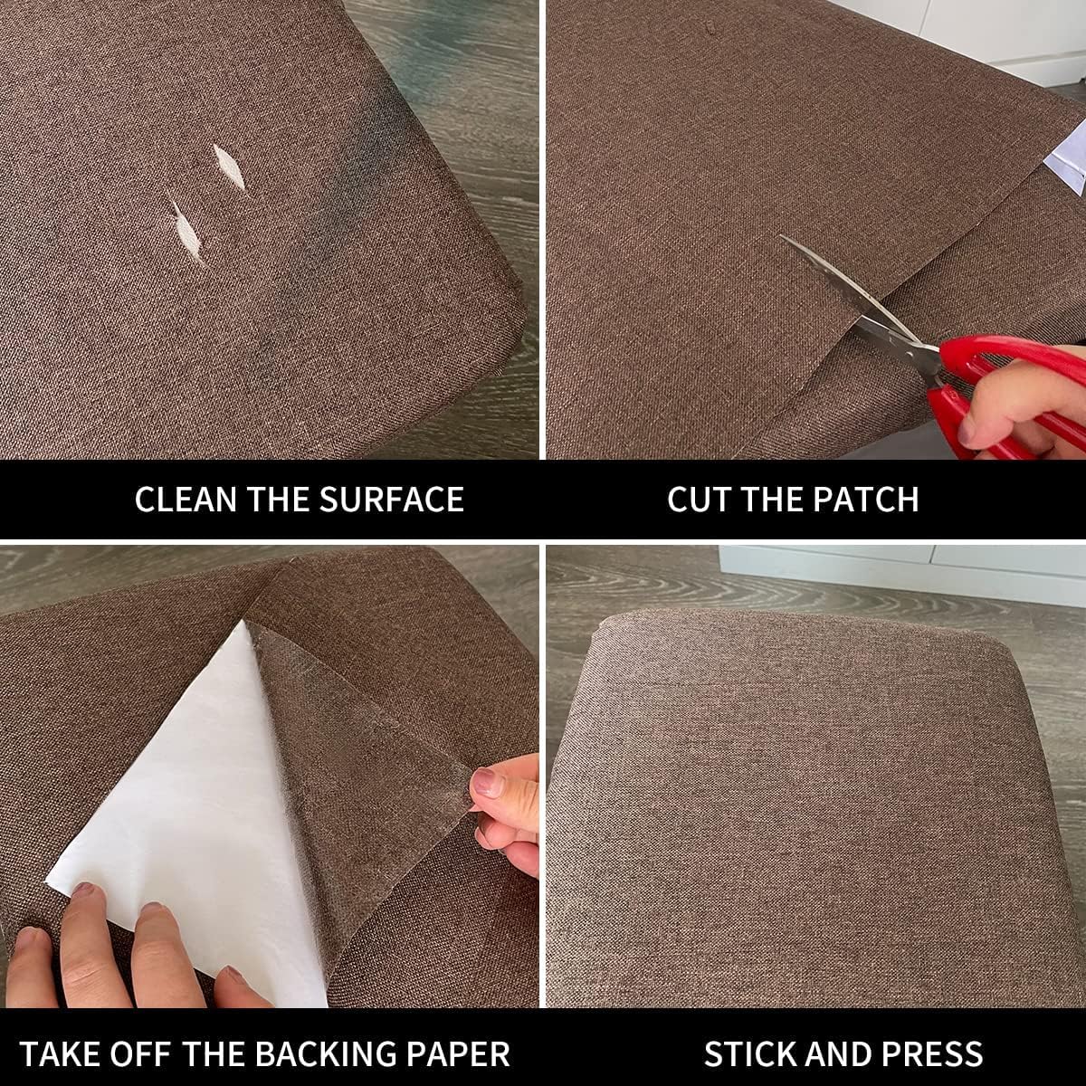 Fabric Repair Patches, Linen Repair Tape Self-Adhesive Fabric Patches Durable, DIY Large Linen Tape for Sofa, Couches, Furniture, Chair, Clothing （3.5X79 Inch, Beige）