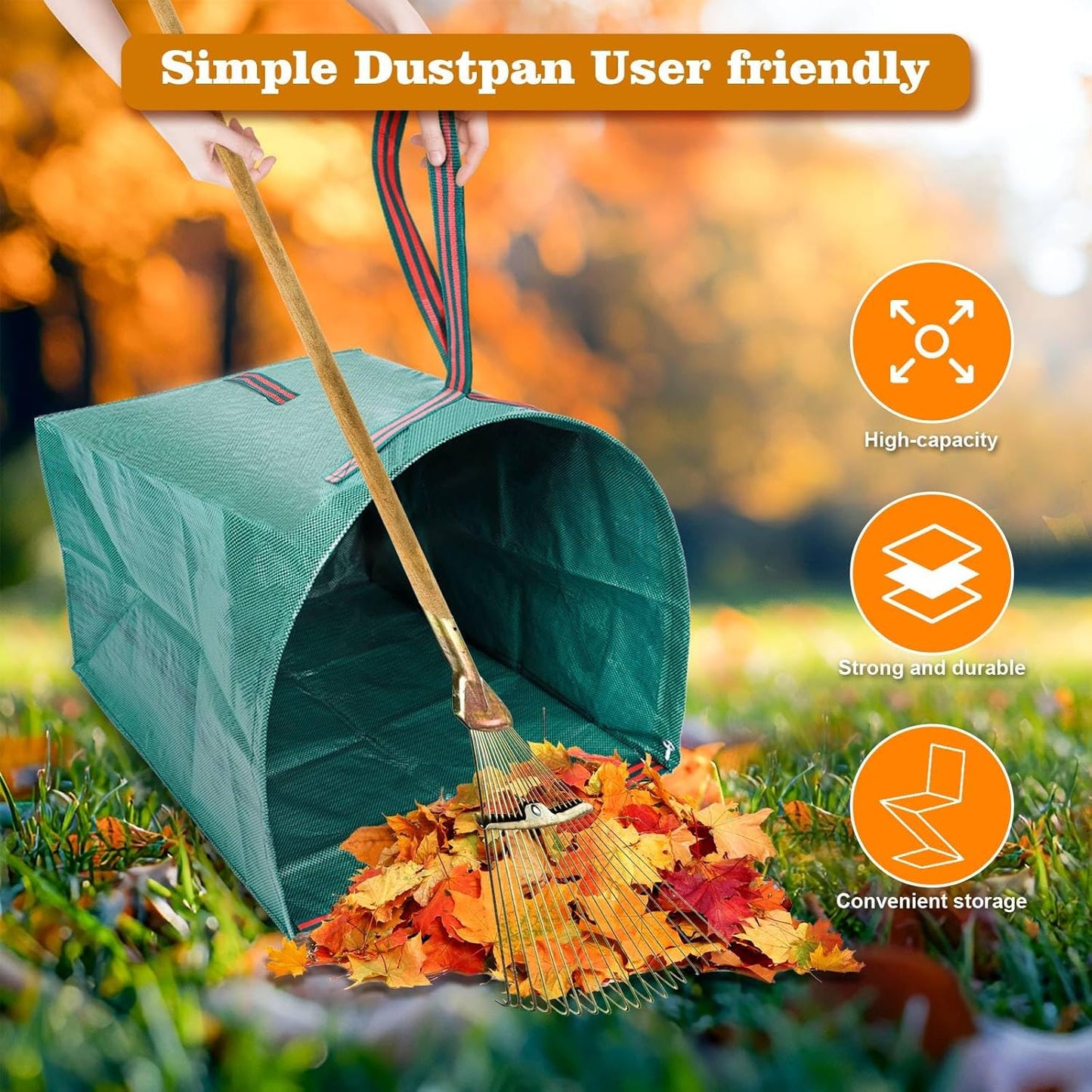 72 gallon Leaf Collector bags,4-Pack Yard Waste Bags,Large Dustpan-Type Lawn Bags, Leaf Bags for leaf vacuum Yard Debris,Grass Clippings,Collapsible Trash Can for Parties,Laundry,Camping