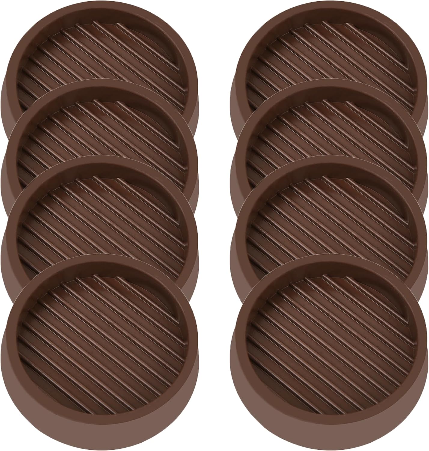 3X3 Round Rubber Caster Cups, Non Slip Furniture Pads, Anti-Slip Gripper, Anti Skid Furniture Feet, Anti Slide Floor Protector for Bed Couch Table Chair Stoppers - Brown, 8 Pack