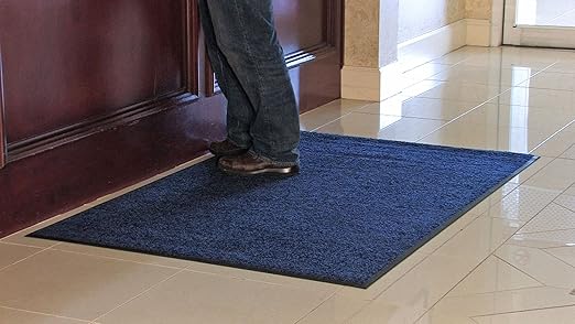 Guardian Platinum Series Indoor Wiper Floor Mat, Rubber with Nylon Carpet, 4'x14', Blue