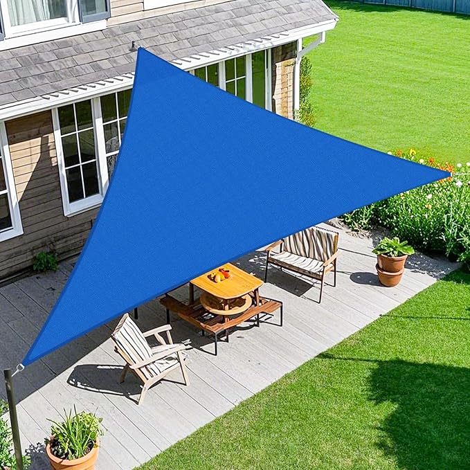 Amagenix Sun Shade Sail 15'X15'X15' Curved Edge Outdoor Shade Canopy Blue Breathable 95% UV Block Shade Cloth for Patio Garden Backyard (We Make Custom Size)