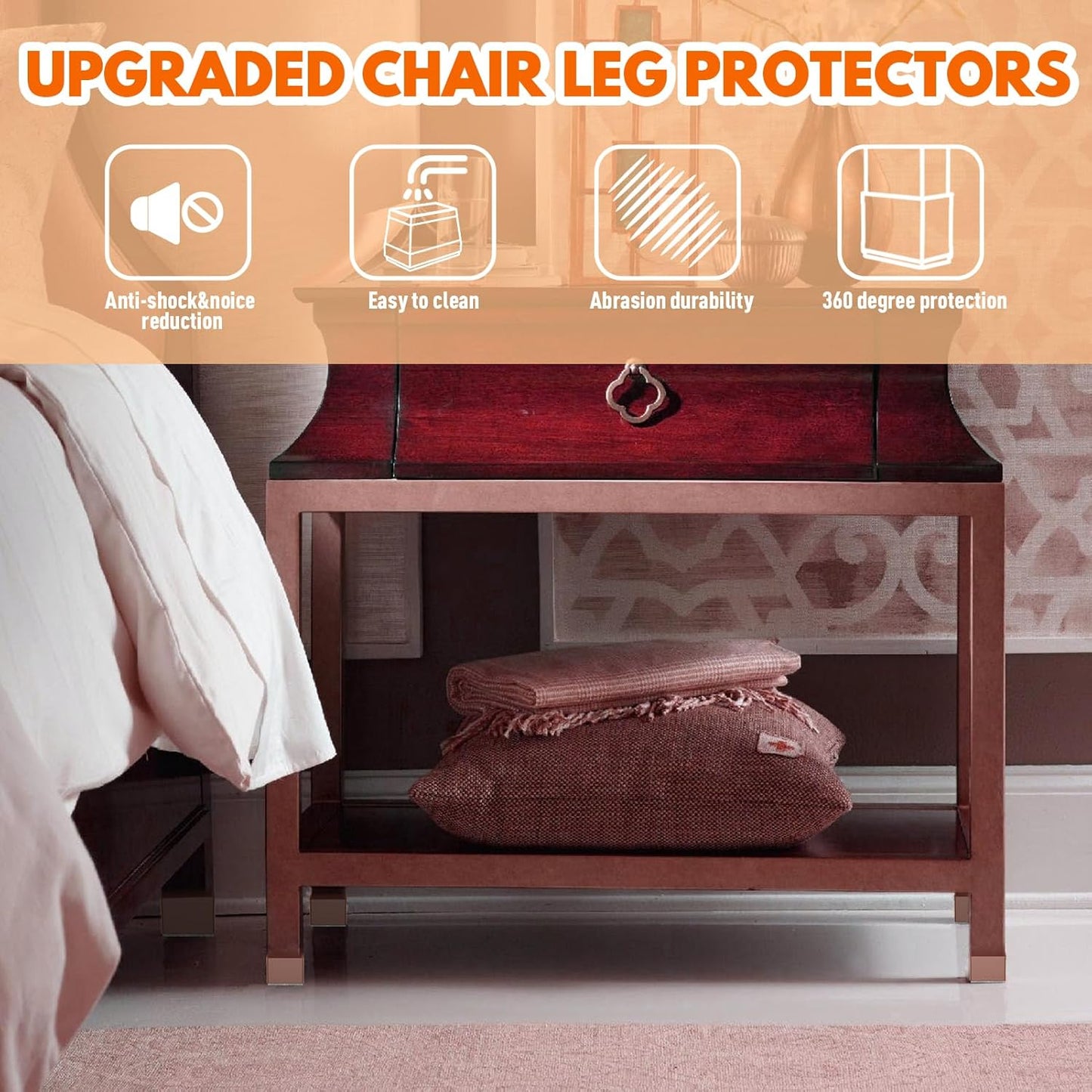 Rectangle Chair Leg Protectors for Hardwood Floors,16 PCS Silicone Covers to Protect Wood Tile Floors Felt Pads Furniture Leg Caps Reduce Noise. Easy to Move.(Brown,1.5 x 1.75 Inch,Rectangle)