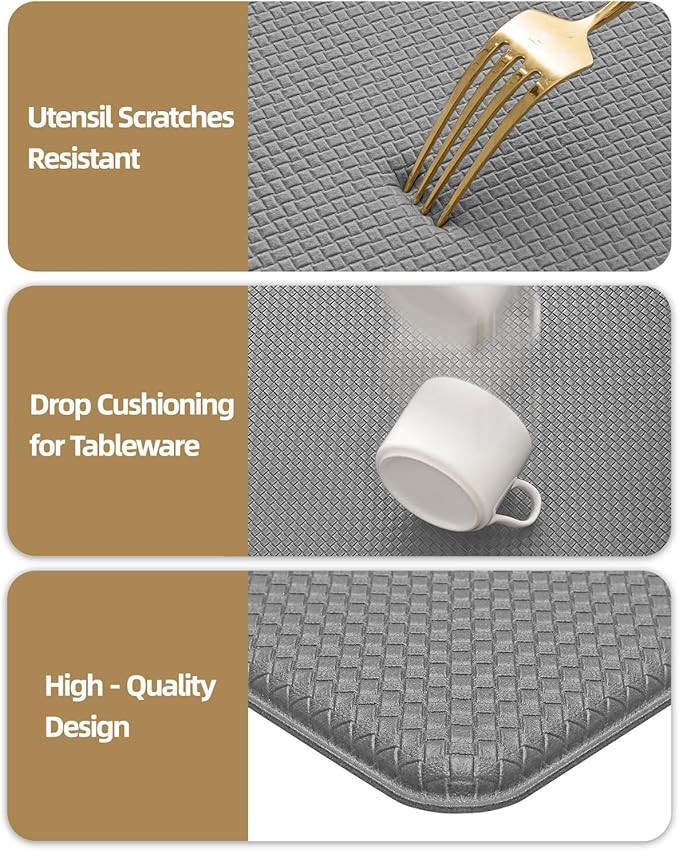 Color&Geometry Anti Fatigue Cushion Kitchen Mat for Floor -24"x94",Wide,Easy Clean, Water & Oil Proof, Anti Slip, Foam Rubber Runner Rug for Front Sink Comfort Standing,Grey