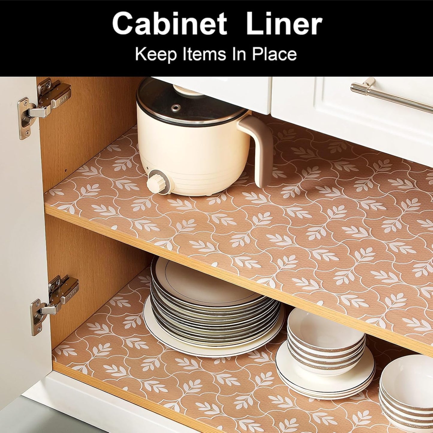 Cooyes Shelf Liners for Kitchen Cabinets Waterproof & Oil-Proof Kitchen Cupboard Mats Non-Slip Drawer Mats EVA Material Non Adhesive Fridge Liner for Shelves, 23.6" W x 236" L