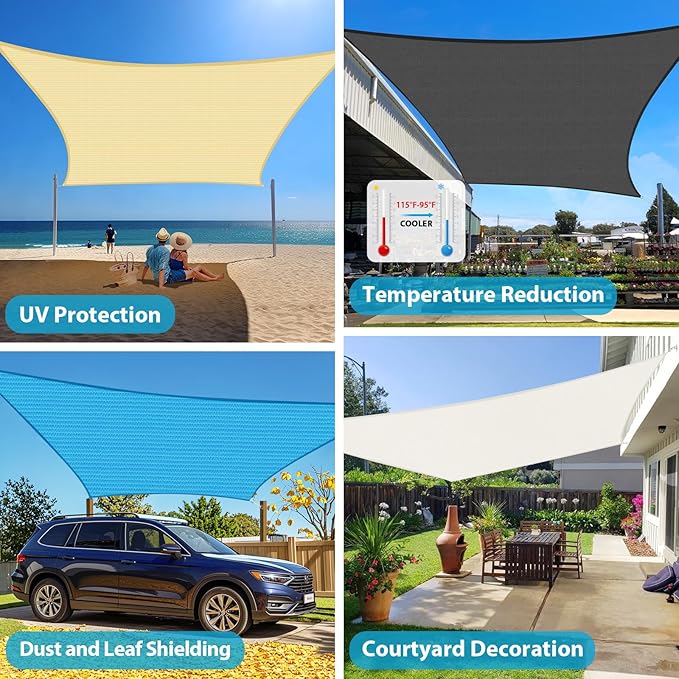 Amagenix Sun Shade Sail 5X6 Curved Edge Outdoor Shade Canopy Rust Red Breathable 95% UV Block Shade Cloth for Patio Garden Backyard (We Make Custom Size)