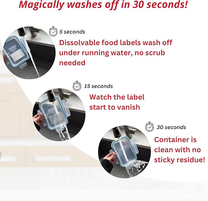 2x3 Dissolvable Food Labels, 250 Label Stickers, Bottle Labels for Storage Bins, Sticker Labels for Food containers, (250, Blue)