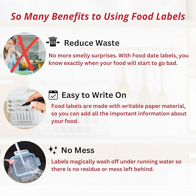 2x1 Dissolvable Food Labels, 1000 Label Stickers, Bottle Labels for Storage Bins, Sticker Labels for Food containers, (1000, Blank)