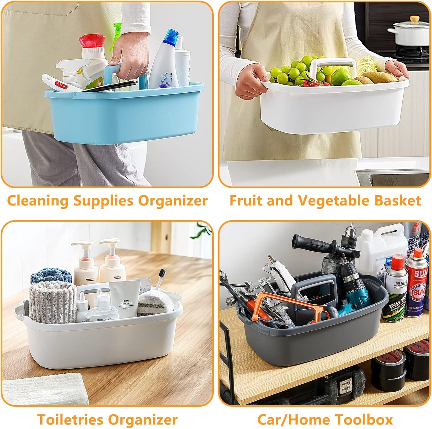 Multi-Purpose Cleaning Caddy with Handle, Shower Caddy Organizer/Storage Basket/Totes Portable for Bathroom Supplies, Cleaning Products, Under Sink Tool (Translucent Gray, 1 Pack)