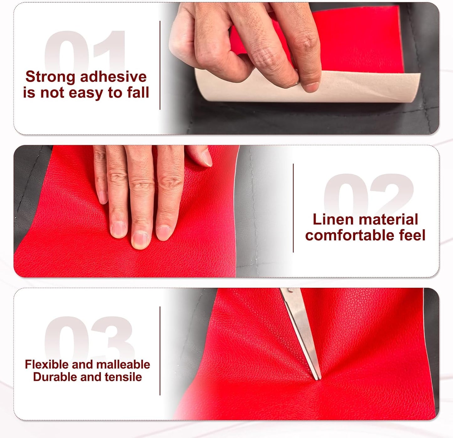 PATIKIL Leather Patches Tape for Furniture, 6.3 x 61 Inch Self Adhesive Vinyl Leather Repair Kit Cover Sheet for Couch, Sofa, Car Seats, Office Chair, Rice White