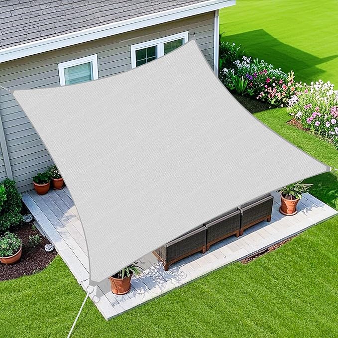 Amagenix Sun Shade Sail 8X15 Curved Edge Outdoor Shade Canopy Light Grey Breathable 95% UV Block Shade Cloth for Patio Garden Backyard (We Make Custom Size)