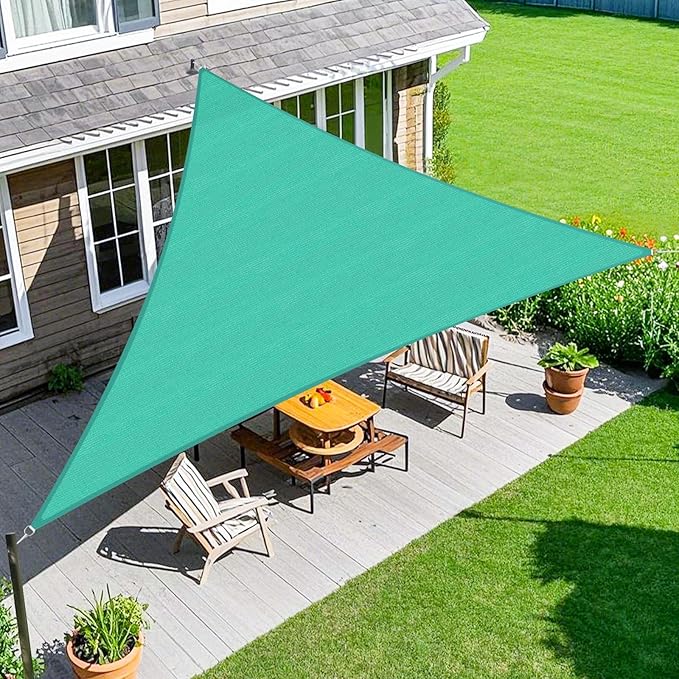 Amagenix Sun Shade Sail 32'X32'X32' Curved Edge Outdoor Shade Canopy Turquoise Breathable 95% UV Block Shade Cloth for Patio Garden Backyard (We Make Custom Size)