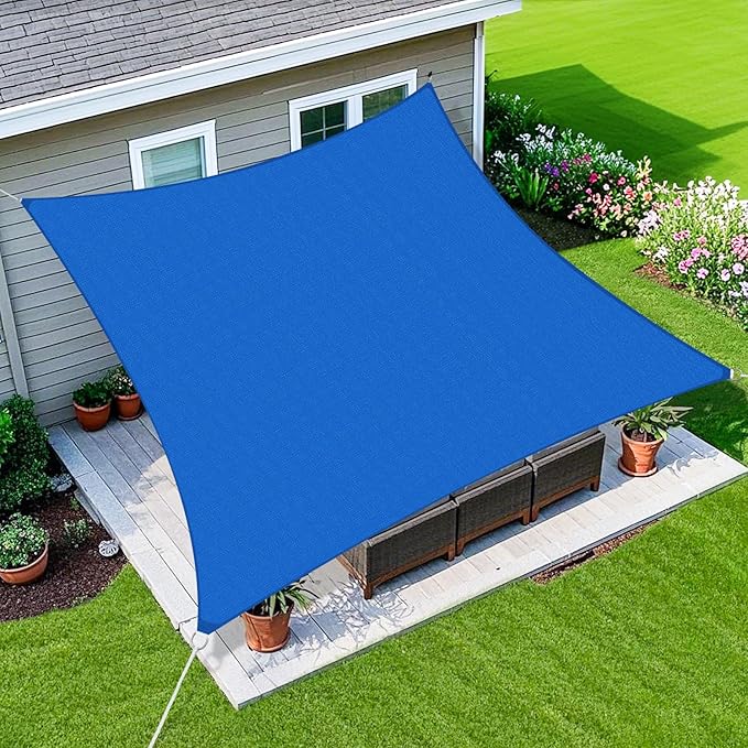 Amagenix Sun Shade Sail 16X28 Curved Edge Outdoor Shade Canopy Blue Breathable 95% UV Block Shade Cloth for Patio Garden Backyard (We Make Custom Size)