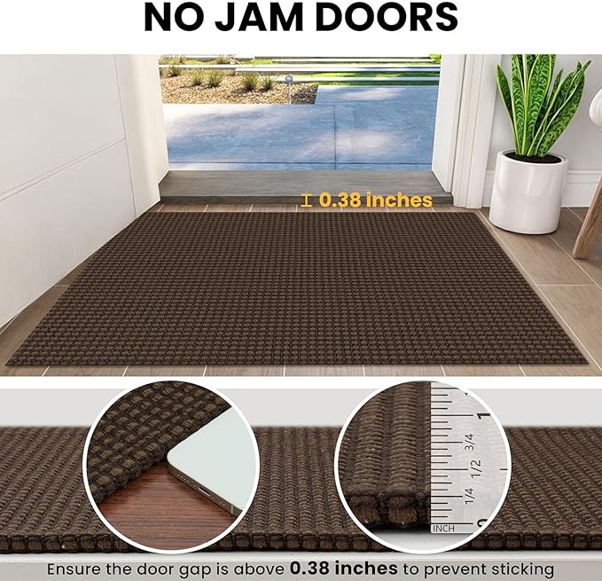 IOHOUZE Washable Exrea Long Hallway Runner Rug 3x18 Non Slip Rubber Backed Kitchen Runner Entryway Runner Indoor, Woven Rugs Floor Carpet for Kitchen Hall Entryway Stair, Brown
