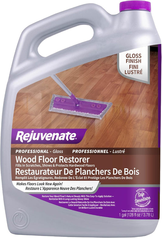 Rejuvenate Professional Wood Floor Restorer Fills Scratches, Shines And Protects Wood Flooring For A High Gloss Shine, 1 Gallon