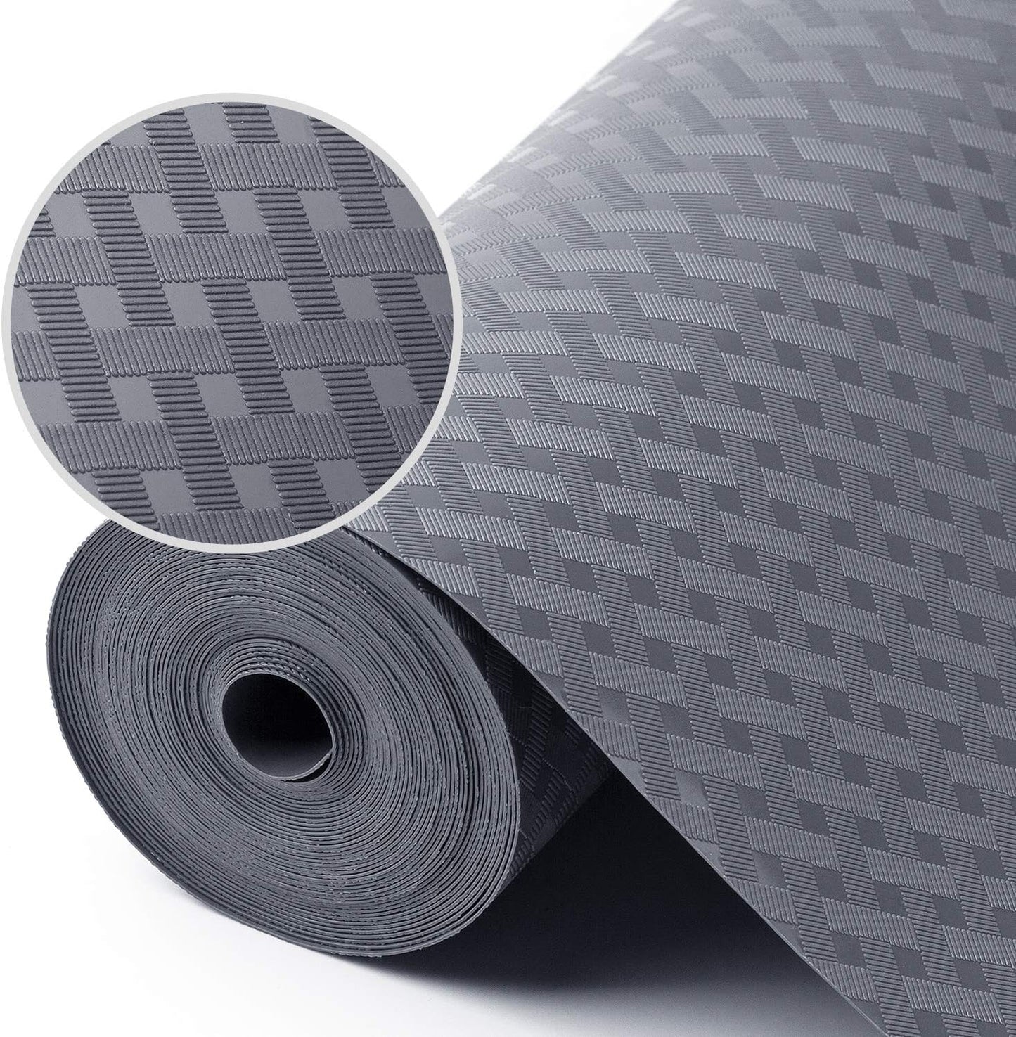 Shelf Liners for Kitchen Cabinets Refrigerator Liners Waterproof Oil-Proof Kitchen Cupboard Liner Durable Drawer Mats EVA Material Non Adhesive Fridge Liner for Shelves (23.6 x 236.2 inches, Gray)