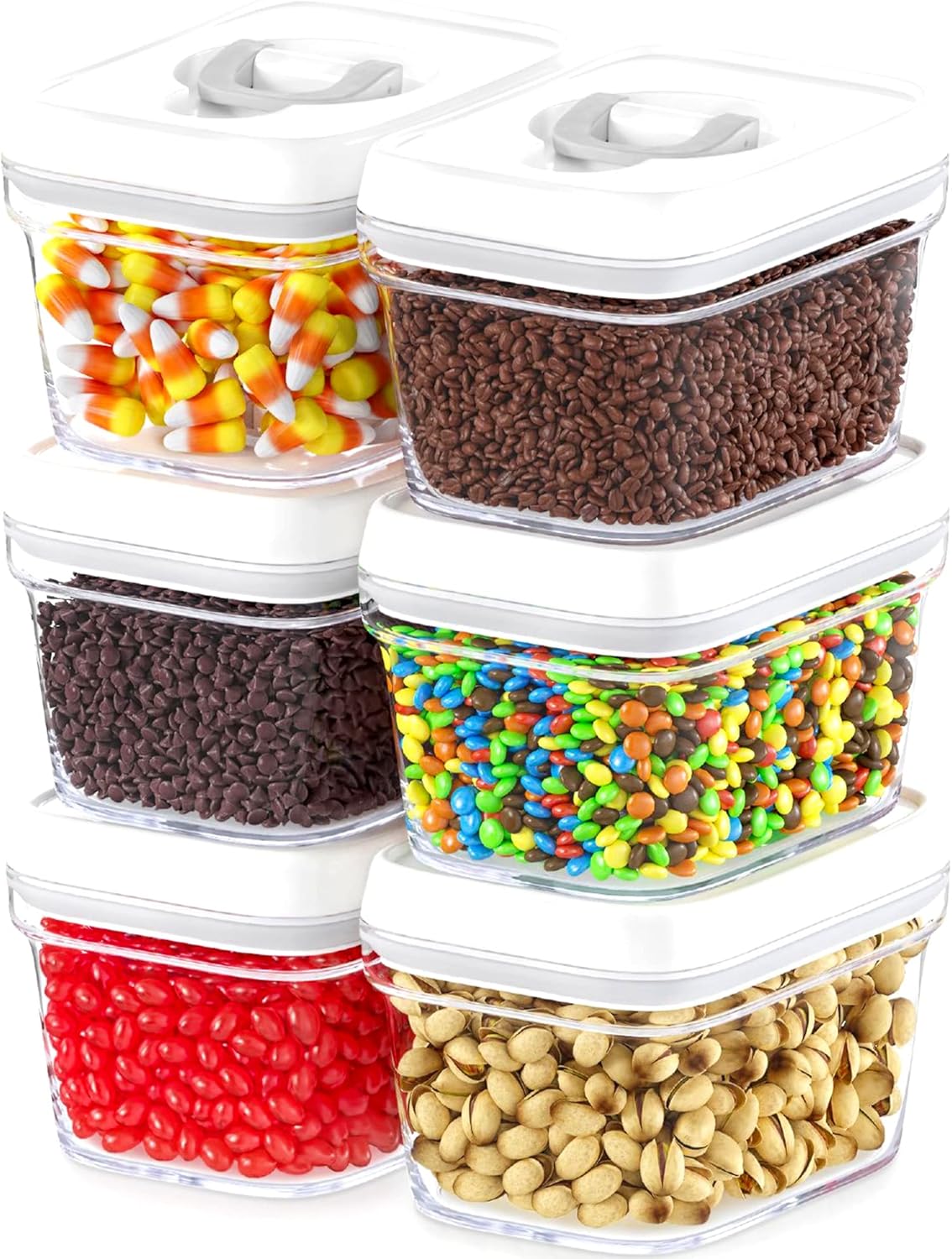 DWËLLZA KITCHEN Airtight Food Storage Containers with Lids – 6 Pieces All Same Size - Pantry Container for Spices, Candy, Nuts, Coffee and Tea, Clear Plastic BPA-Free, Keeps Food Fresh & Dry