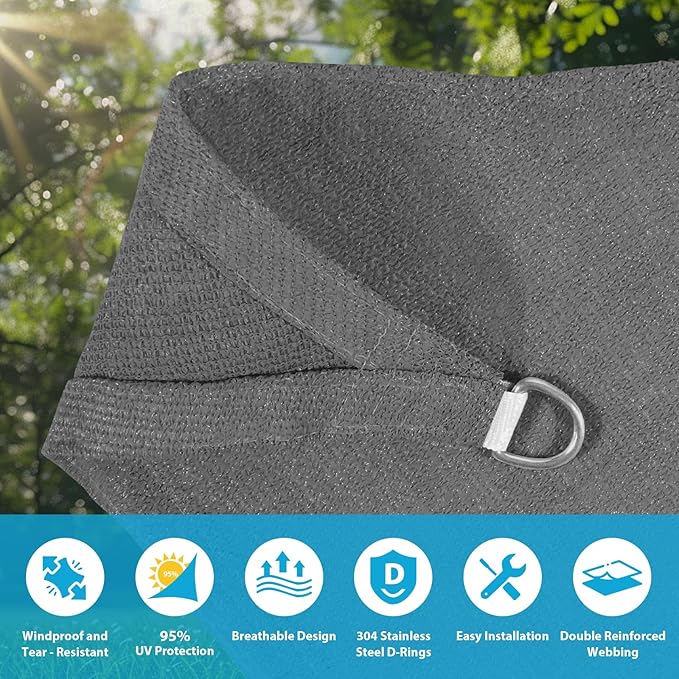 Amagenix Sun Shade Sail 16'X20' Curved Edge Outdoor Shade Canopy Dark Grey Breathable 95% UV Block Shade Cloth for Patio Garden Backyard (We Make Custom Size)