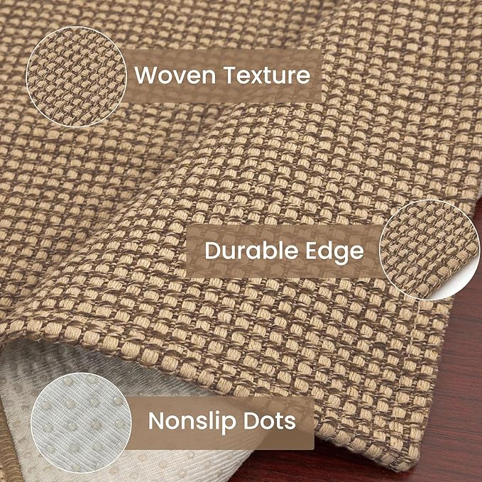IOHOUZE Washable Exrea Long Hallway Runner Rug 3x14 Non Slip Rubber Backed Kitchen Runner Entryway Runner Indoor, Woven Rugs Floor Carpet for Kitchen Hall Entryway Stair, Orange/Tan/Brown