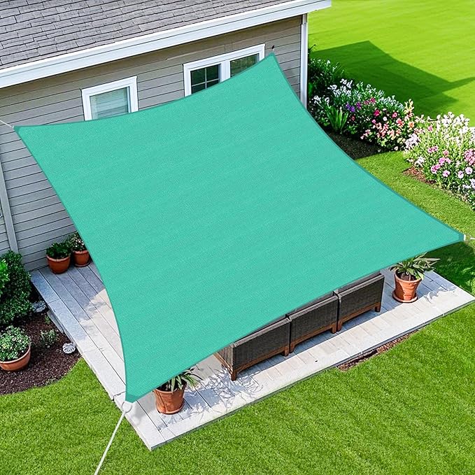 Amagenix Sun Shade Sail 20'X30' Curved Edge Outdoor Shade Canopy Turquoise Breathable 95% UV Block Shade Cloth for Patio Garden Backyard (We Make Custom Size)