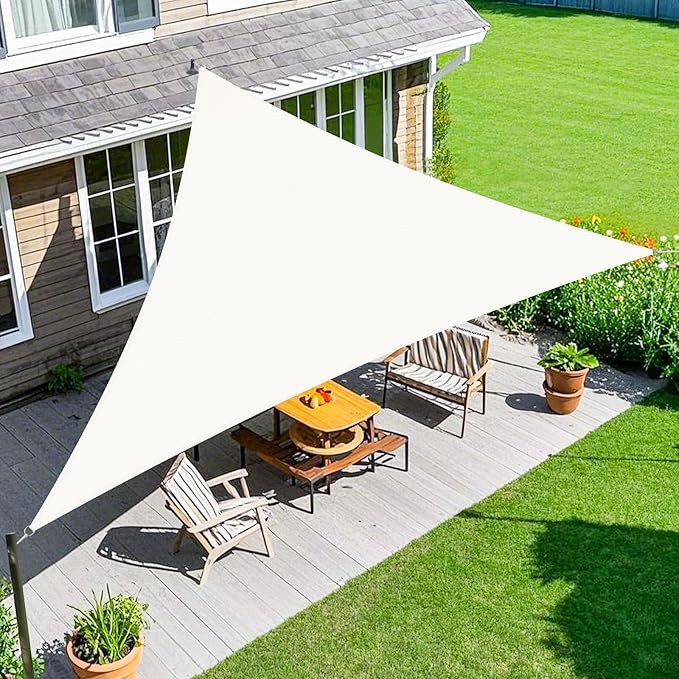 Amagenix Sun Shade Sail 6'X6'X6' Curved Edge Outdoor Shade Canopy White Breathable 95% UV Block Shade Cloth for Patio Garden Backyard (We Make Custom Size)