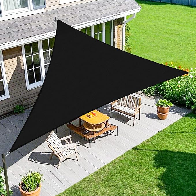 Amagenix Sun Shade Sail 13'X13'X18.4' Curved Edge Outdoor Shade Canopy Black Breathable 95% UV Block Shade Cloth for Patio Garden Backyard (We Make Custom Size)