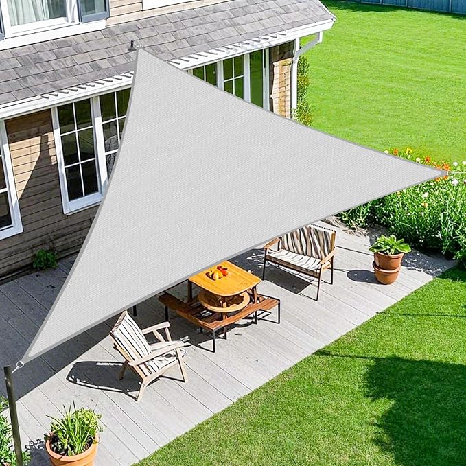 Amagenix Sun Shade Sail 11'X11'X16' Curved Edge Outdoor Shade Canopy Light Grey Breathable 95% UV Block Shade Cloth for Patio Garden Backyard (We Make Custom Size)