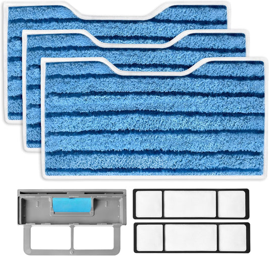 KEEPOW Reusable Mop Pads Refills, Replacement Pads Compatible with Shark Vac Mop VM252 VM200 VC205 VM250 /QM250 VM190 VM200P12, Hardwood Floor Mop Pad, Blue 1+2+3 Pads