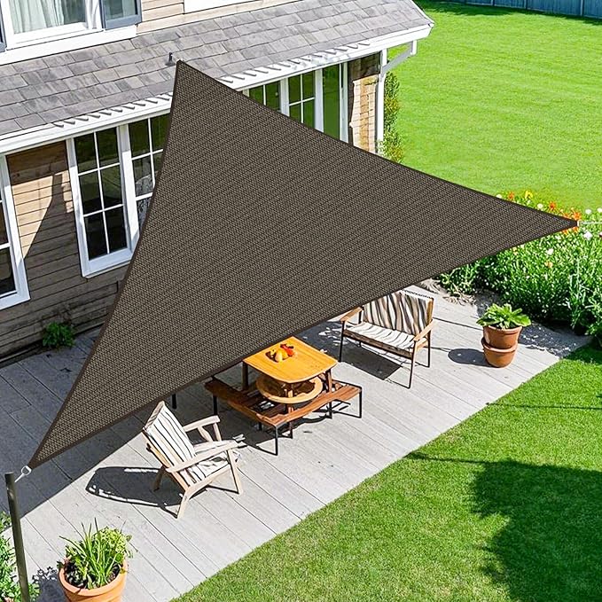 Amagenix Sun Shade Sail 25'X25'X25' Curved Edge Outdoor Shade Canopy Mocha Breathable 95% UV Block Shade Cloth for Patio Garden Backyard (We Make Custom Size)