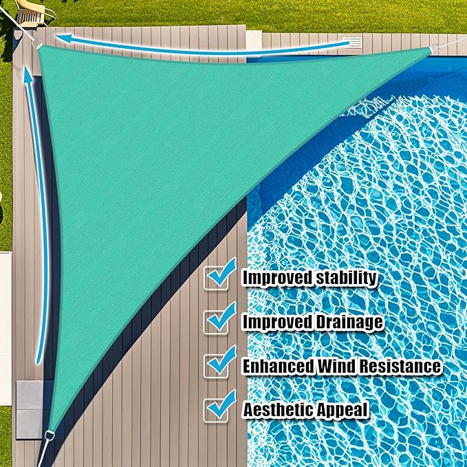 Amagenix Sun Shade Sail 28'X28'X28' Curved Edge Outdoor Shade Canopy Turquoise Breathable 95% UV Block Shade Cloth for Patio Garden Backyard (We Make Custom Size)