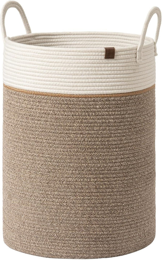 LA JOLIE MUSE Woven Basket Rope Storage Baskets - Large Cotton Organizer, Basket for Baby Blanket, Kids Toy Nursery Laundry Basket Mocha XL