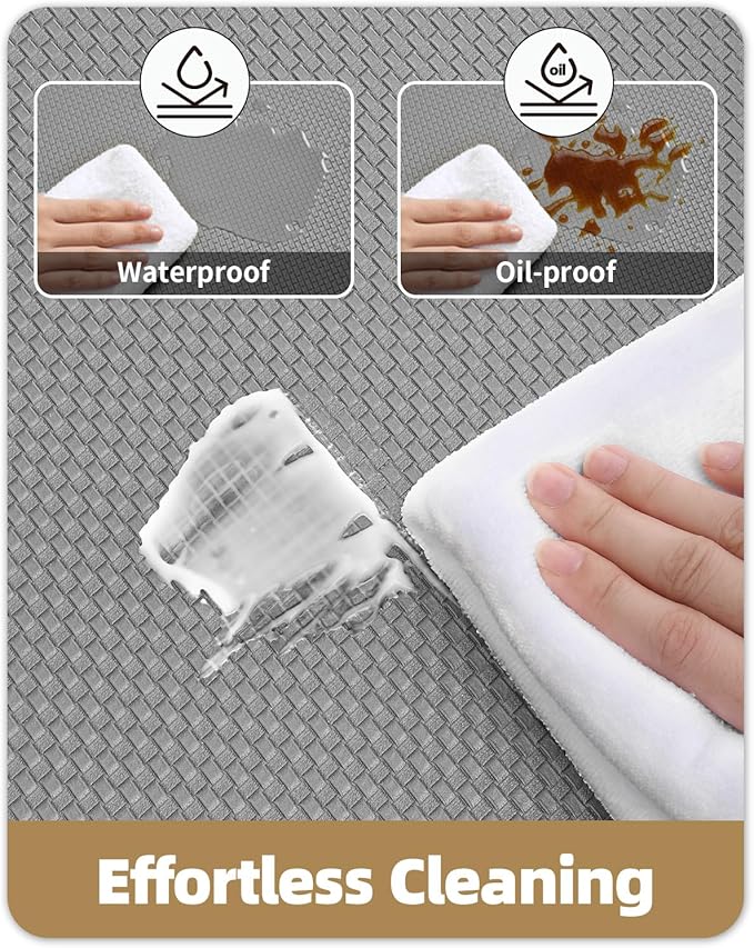 Color&Geometry Anti Fatigue Cushion Kitchen Mat for Floor -17"x94",Long,Easy Clean, Water & Oil Proof, Anti Slip, Foam Rubber Runner Rug for Front Sink Comfort Standing,Grey
