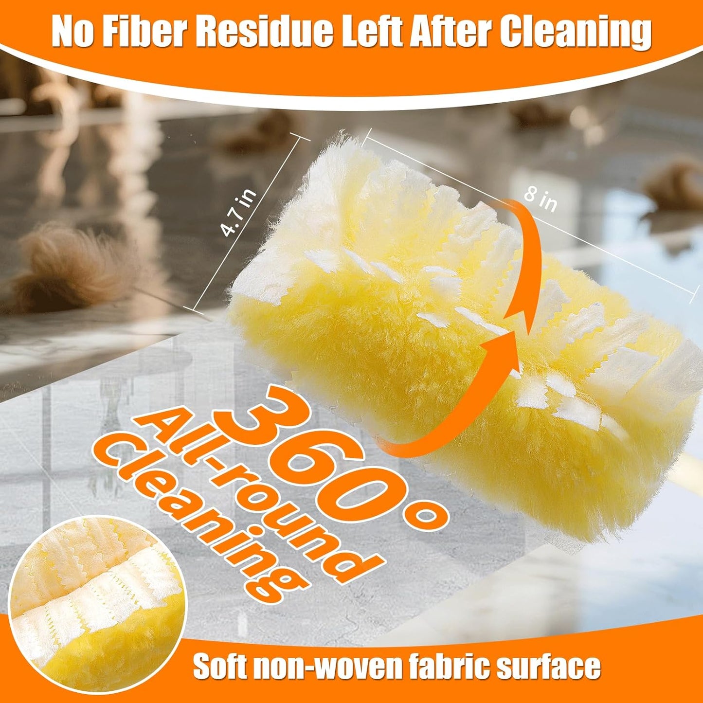 40 Count 360° Heavy Duty Duster Refills Compatible with Swiffer,Large Size-Extra Thick Disposable Electrostatic Feather Duster Refill with 1 Retractable Handle(35-inch Length Fully expanded)